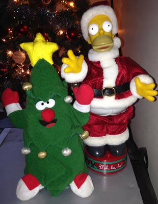 Homer Simpson and crazy xmas tree.