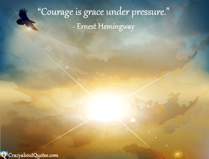 Eagle flying in magnificent sunset with courage quote.