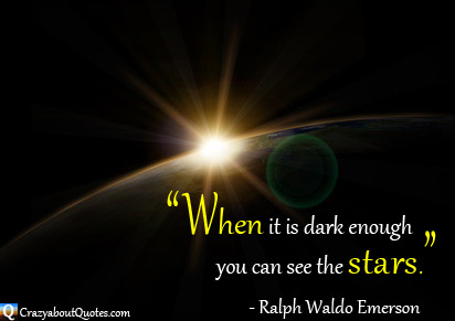 Our star shining it's light through the darkness onto planet earth with Ralph Waldo Emerson quote. 