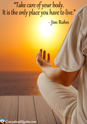 Person in meditation at sunrise with Jim Rohn quote.
