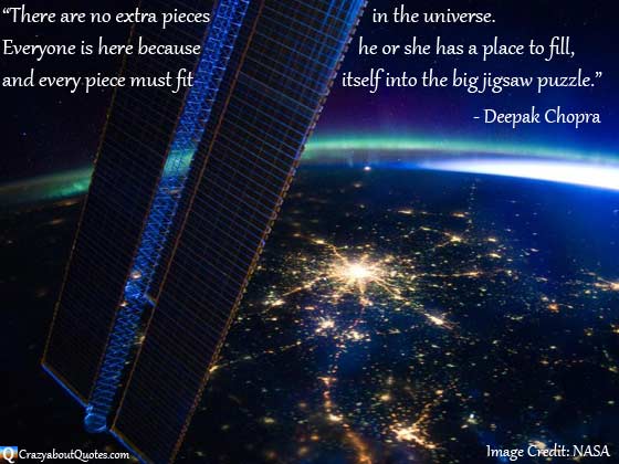Image from NASA of Moscow and the Aurora Borealis with Universe quote.