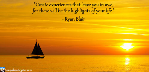 Yacht sailing in spectacular sunset with quote about life.