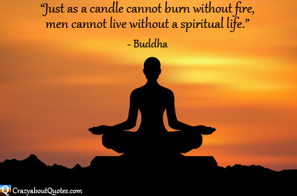 Meditation at sunrise with spiritual quote from buddha