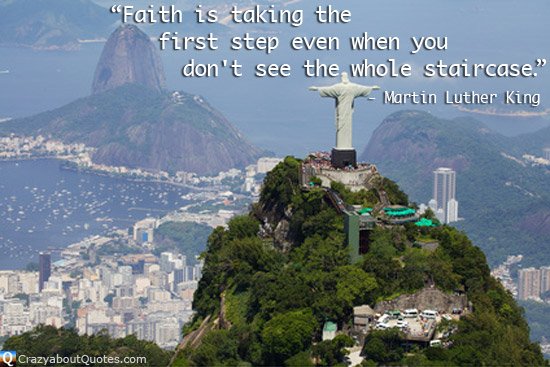 Statue of 'Christ the Redeemer' looking out over Rio de Janeiro with Martin Luther King quote of the day.