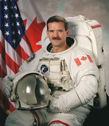 Canadian astronaut Chris Hadfield in full space suit.