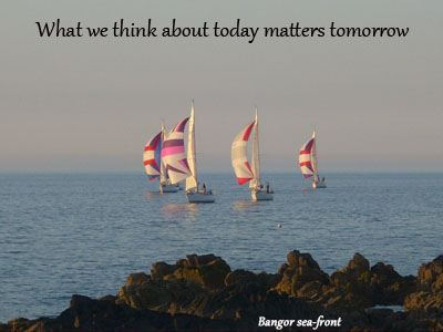 Colourful yachts at sunset on bangor sea-front. Colourful yachts at sunset on bangor sea-front.