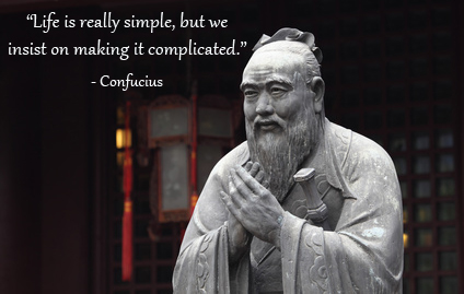 Confucius quote with statue of Confucius