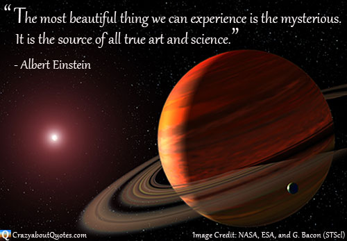 NASA image of Saturn and distant star with Albert Einstein quote