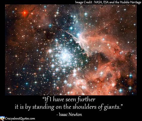 Hubble image from NASA of deep space with famous people quote.
