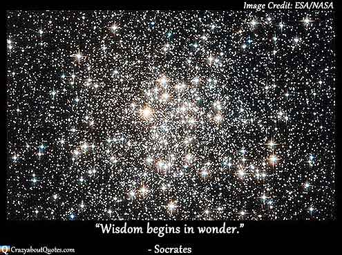 NASA image of field of stars taken by Hubble with Socrates quote