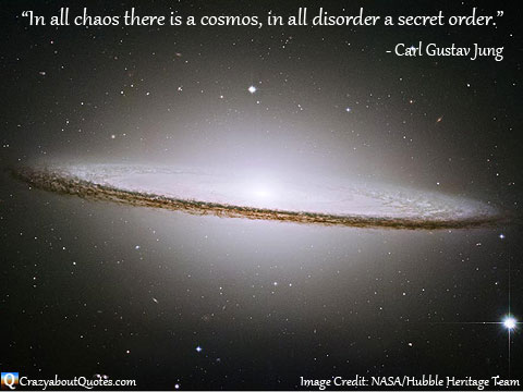 NASA image from deep space with universe quote by Carl Jung.