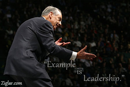 Zig ziglar in action with leadership quote.